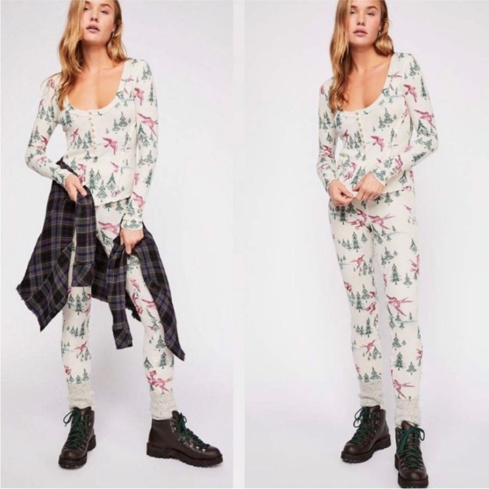 [free people] home all day thermal pajama sleep set